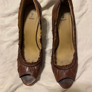 Bakers “Lorena” dark brown ruffled heels